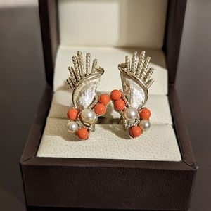 Vintage Peach Conch Earrings